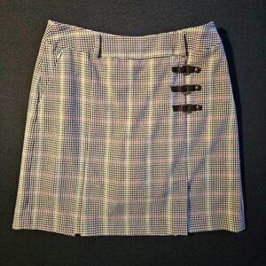 Tehama Nancy Haley Women's Skort, Size 6, Plaid, Pleated with Leather Accents